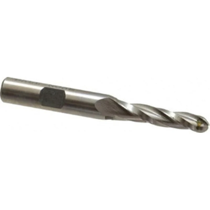 Made in USA 1 per Side 1/4 Small End Diam 1-1/4 LOC 3-Flute High Speed Steel Tapered Ball End Mill 3/8 Shank Diam, 3-...